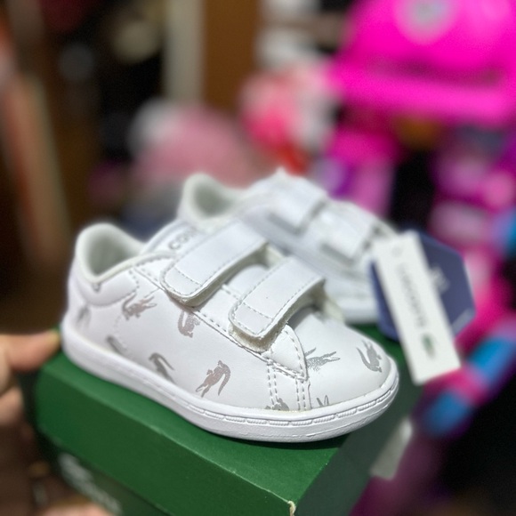 Lacoste Kids' White Sneakers with Velcro - Picture 1 of 1